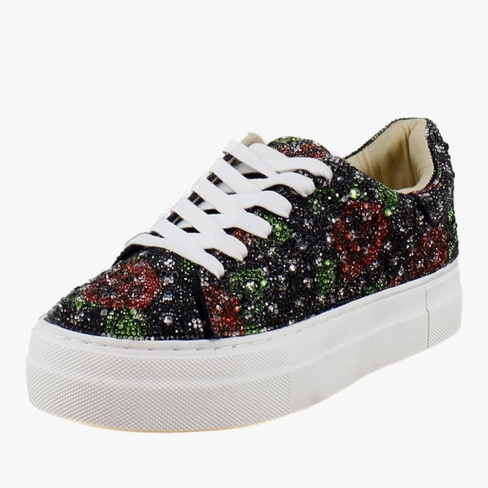 Betsey Johnson Black Floral Sneakers